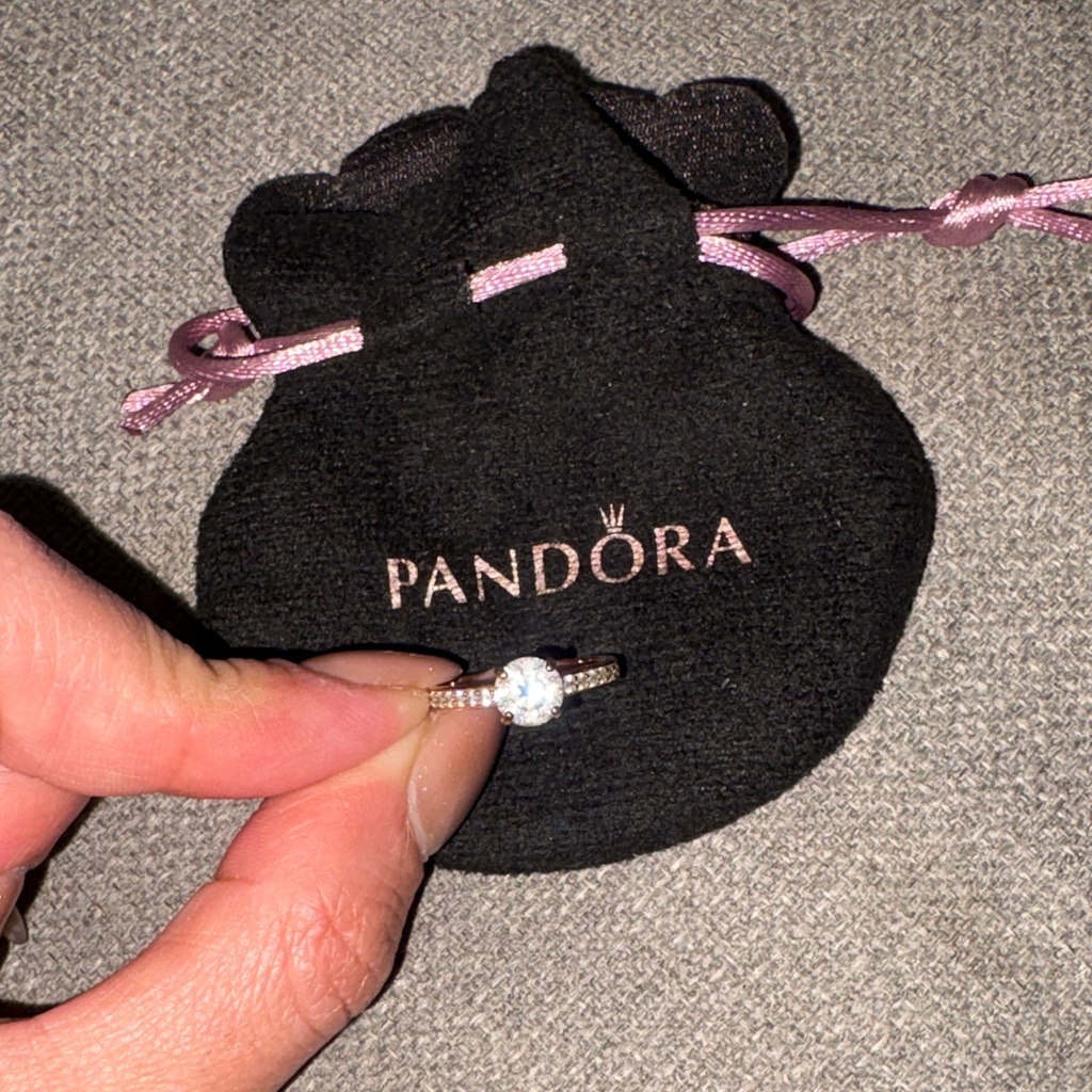 Authentic Pandora Rose Gold Band With Sparkling Stone